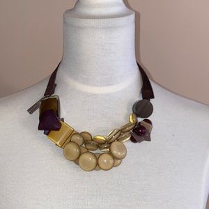 NEW Auth. PIAZZA SEMPIONE dress NECKLACE resin+ suede  ITALY